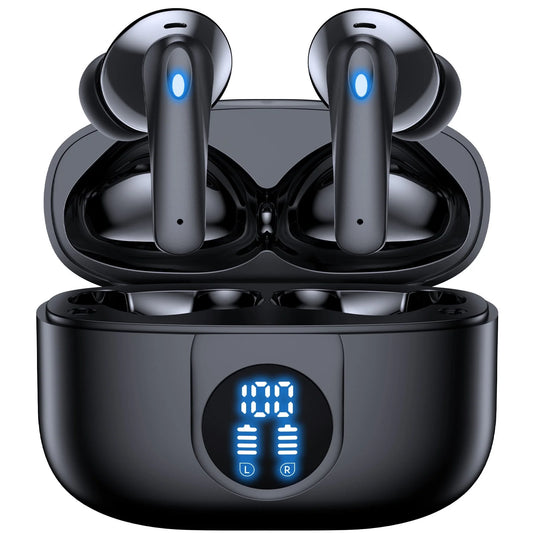 Wireless Earbuds, Bluetooth Headphones V5.4 Stereo Ear Buds with Noise Cancelling Mics, 60H Playback Mini Case with Dual LED Display, IP7 Waterproof In-Ear Earphones for Android Ios